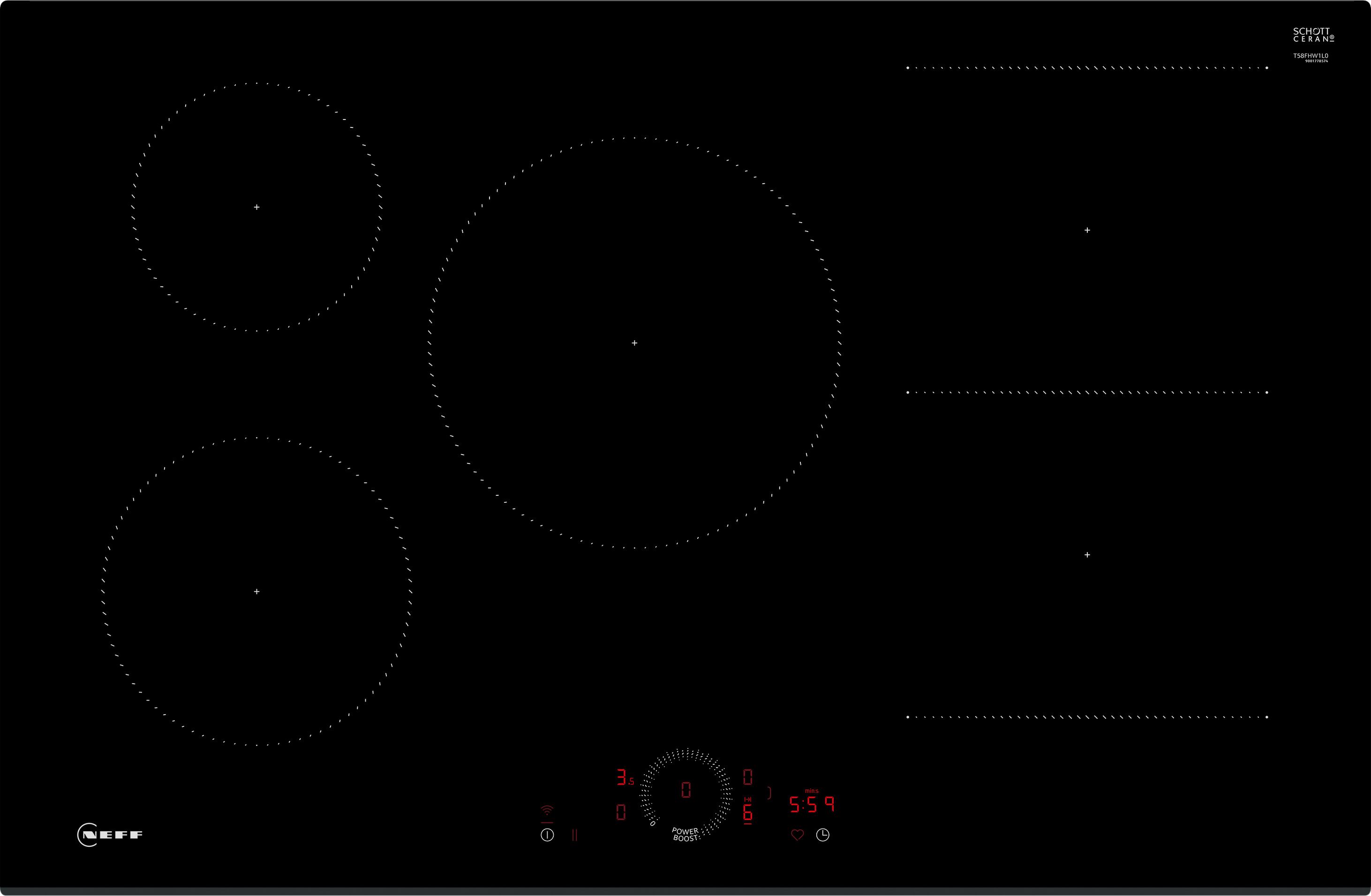 Image of NEFF N70 T58FHW1L0 80cm Induction Hob - Black, Black