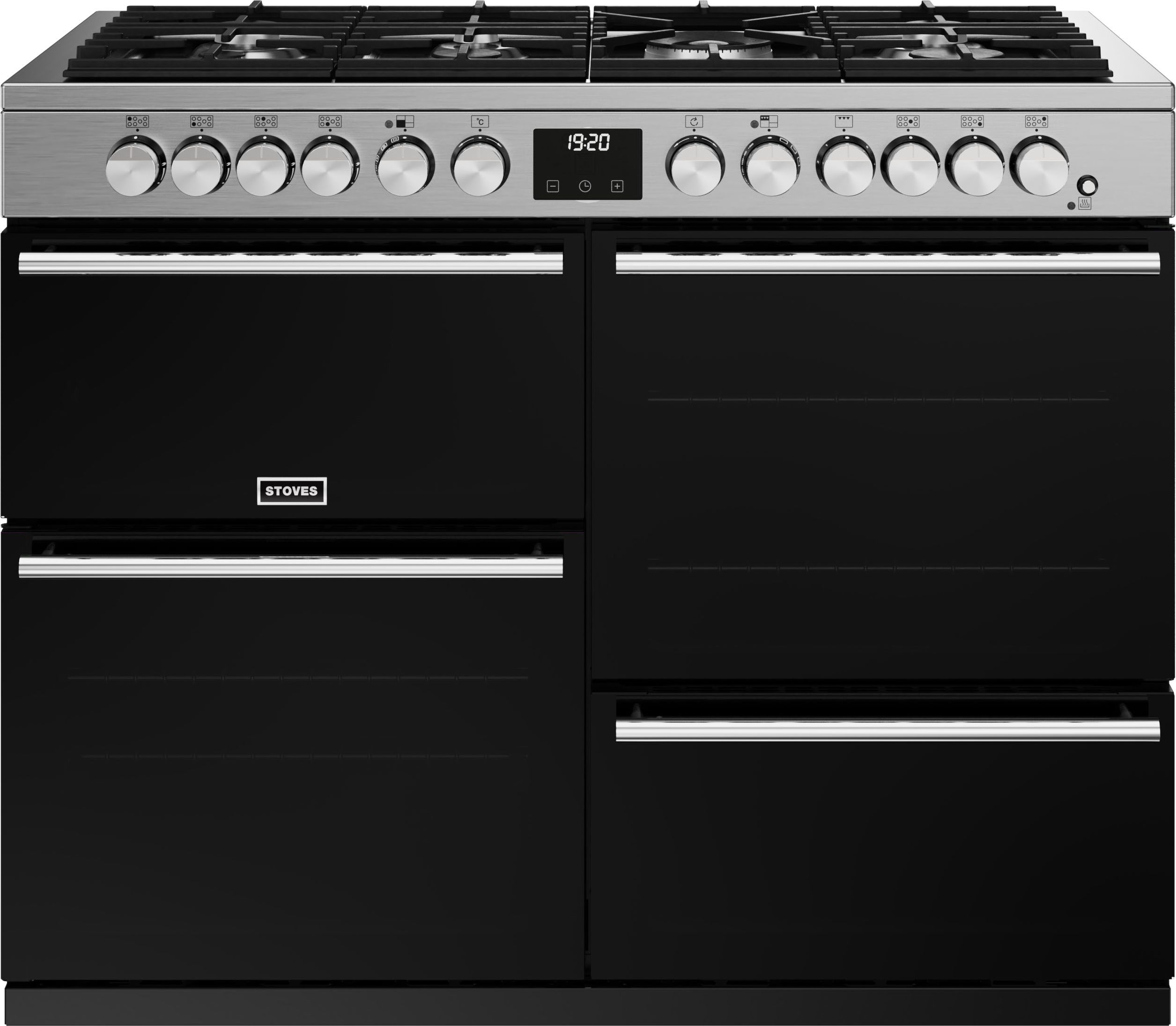 Stoves Precision Deluxe ST DX PREC D1100DF SS 110cm Dual Fuel Range Cooker - Black / Stainless Steel - A Rated, Black