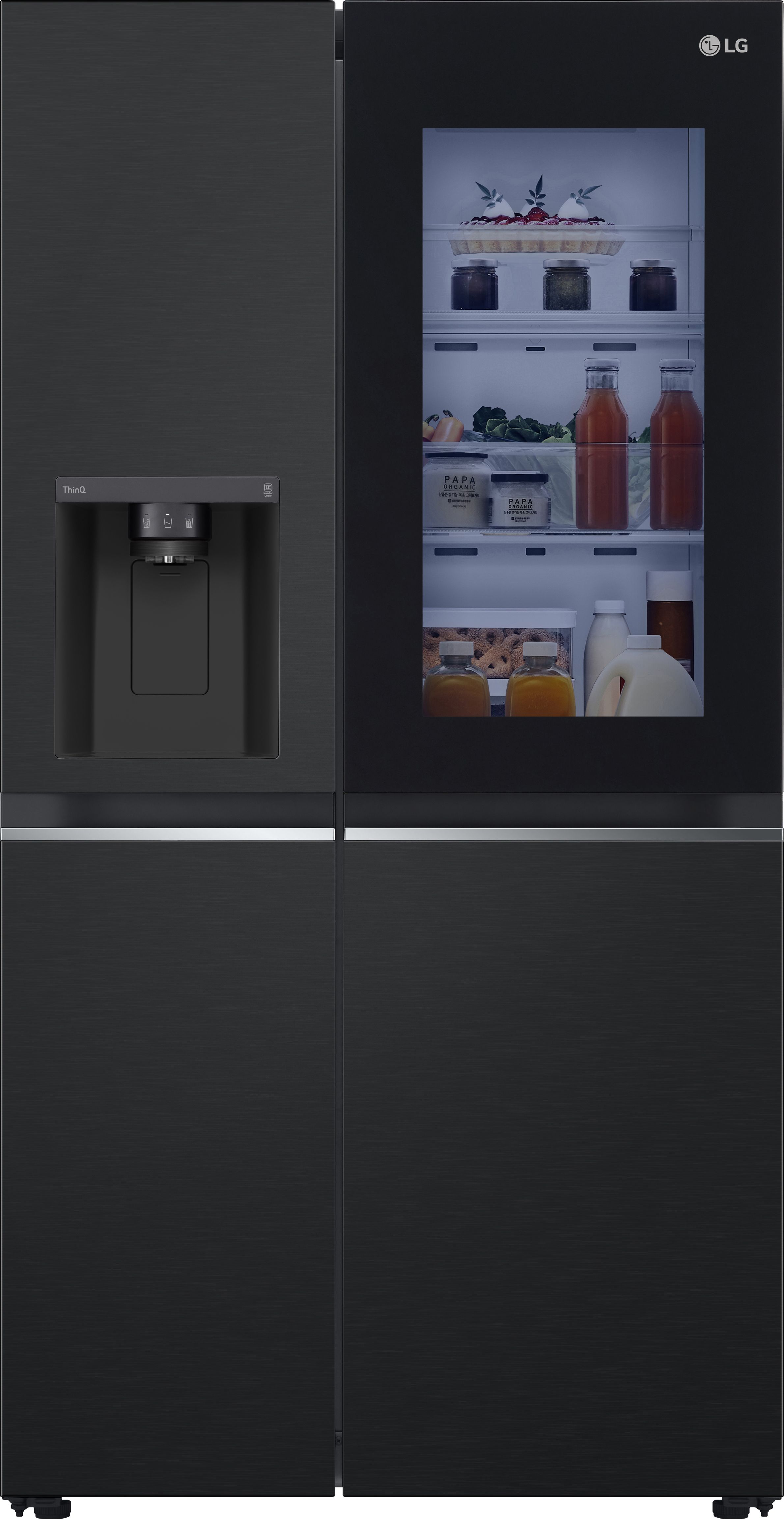 LG InstaView GSGV81EPLD Wifi Connected Non-Plumbed Frost Free American Fridge Freezer - Matte Black - D Rated, Black