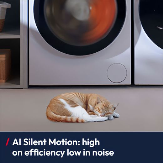 Hoover Pro Wash Series 7 HBWQD4106BL10J80 Wifi Connected 10Kg / Washer Dryer with 1400 rpm - Matte Black - annotation - ai silent mode shot