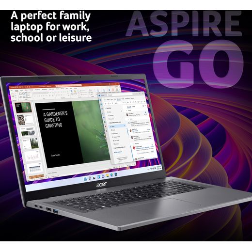 Acer Aspire Go 17 AG17-31P Laptop - Intel® Core™ 3, 128GB UFS, 8 GB RAM - Iron - Annotation - Perfect family shot