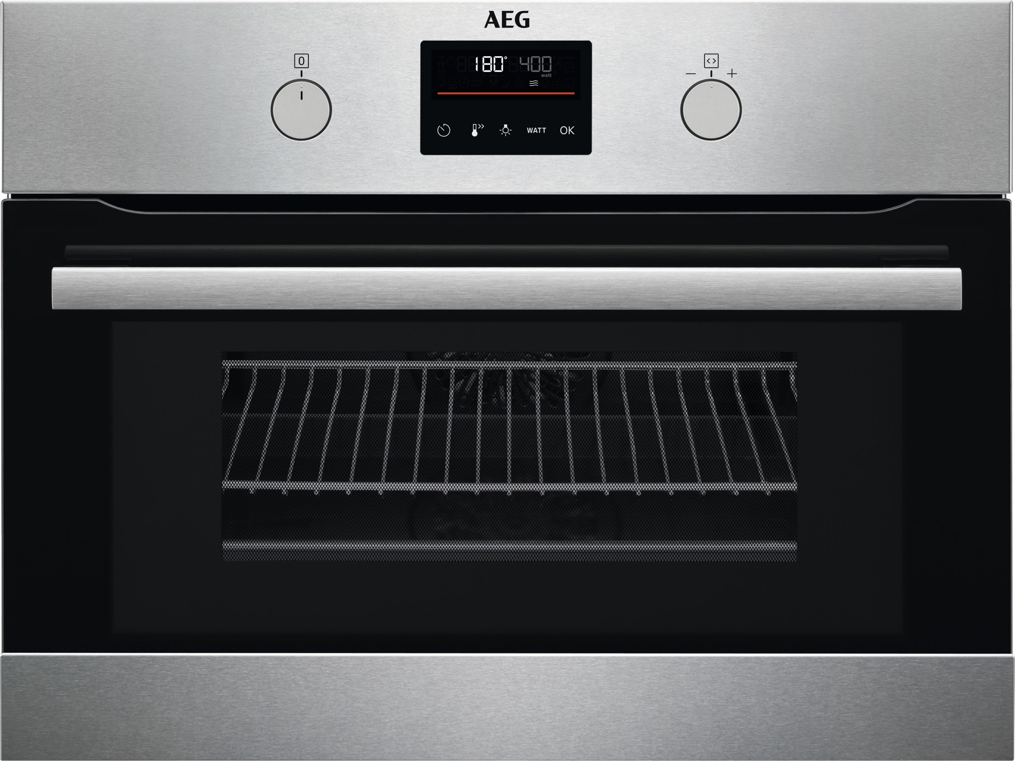 AEG 800 COMBIQUICK KMK365060M Built In 46cm Tall Microwave - Stainless Steel, Stainless Steel