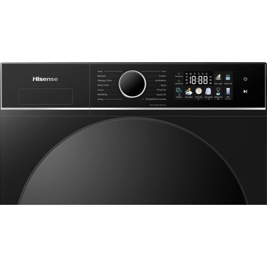 Hisense 3i KitchenFit Series DH3I904UBDC Wifi Connected 9Kg Heat Pump Tumble Dryer - close up of control panel