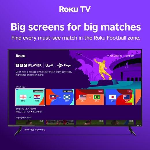 Veltech 43" 4K Ultra HD DLED Smart Roku TV - Annotation - Roku Football zone