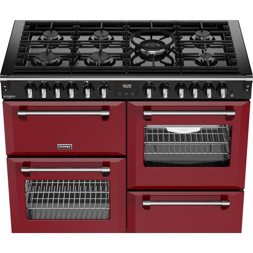Stoves Richmond Deluxe 110DF 110cm Dual Fuel Range Cooker - Garnet Red - Hob perspective