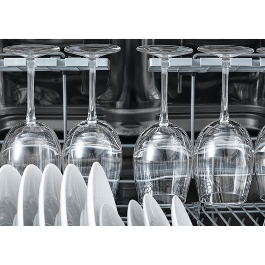 Fisher & Paykel Series 7 Fully Integrated Standard Dishwasher - Black with Fixed Door Hinge Kit - Wine glasses in rack
