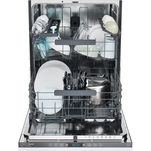 Candy RapidÓ Fully Integrated Standard Dishwasher - Silver - Front with door open shot
