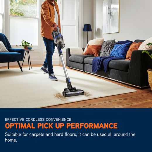 Vax Pace Cordless Vacuum Cleaner with up to 40 Minutes Run Time - Graphite / Blue - Annotation - Optimal pick up shot