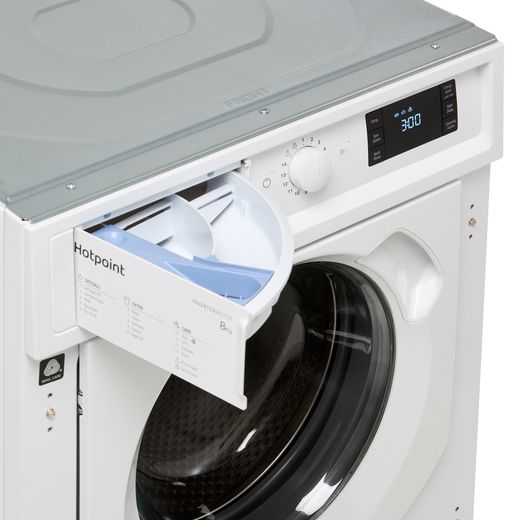 Hotpoint BIWMHG81485UK Integrated 8kg Washing Machine with 1400 rpm - White - Detergent tray shot