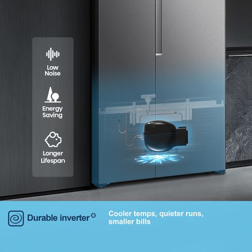Fridgemaster American Fridge Freezer - Silver - Annotation - inverter shot