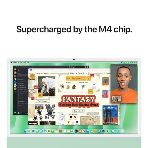 Apple iMac, - - Green - Annotation - Supercharged by M4 chip shot