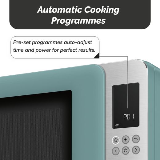 Smeg Collezione MOC01EGMUK 26 Litre 30cm High, Freestanding Small Microwave With Grill - Emerald Green - Annotation - auto cooking programme