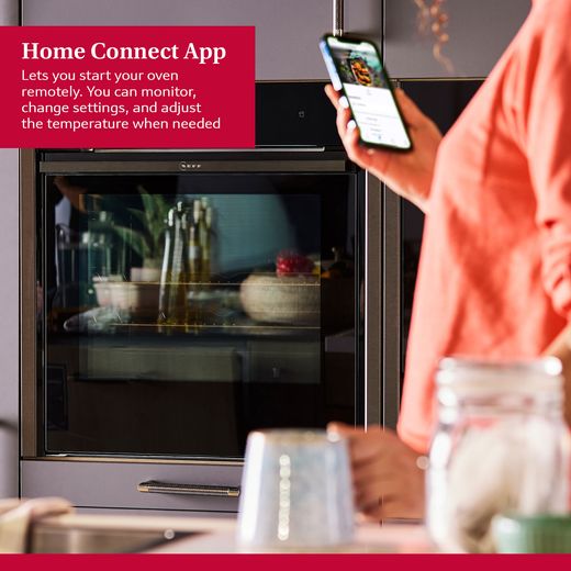 NEFF N90 Slide & Hide® Built In Electric Single Oven - Graphite - Annotation - Home app shot