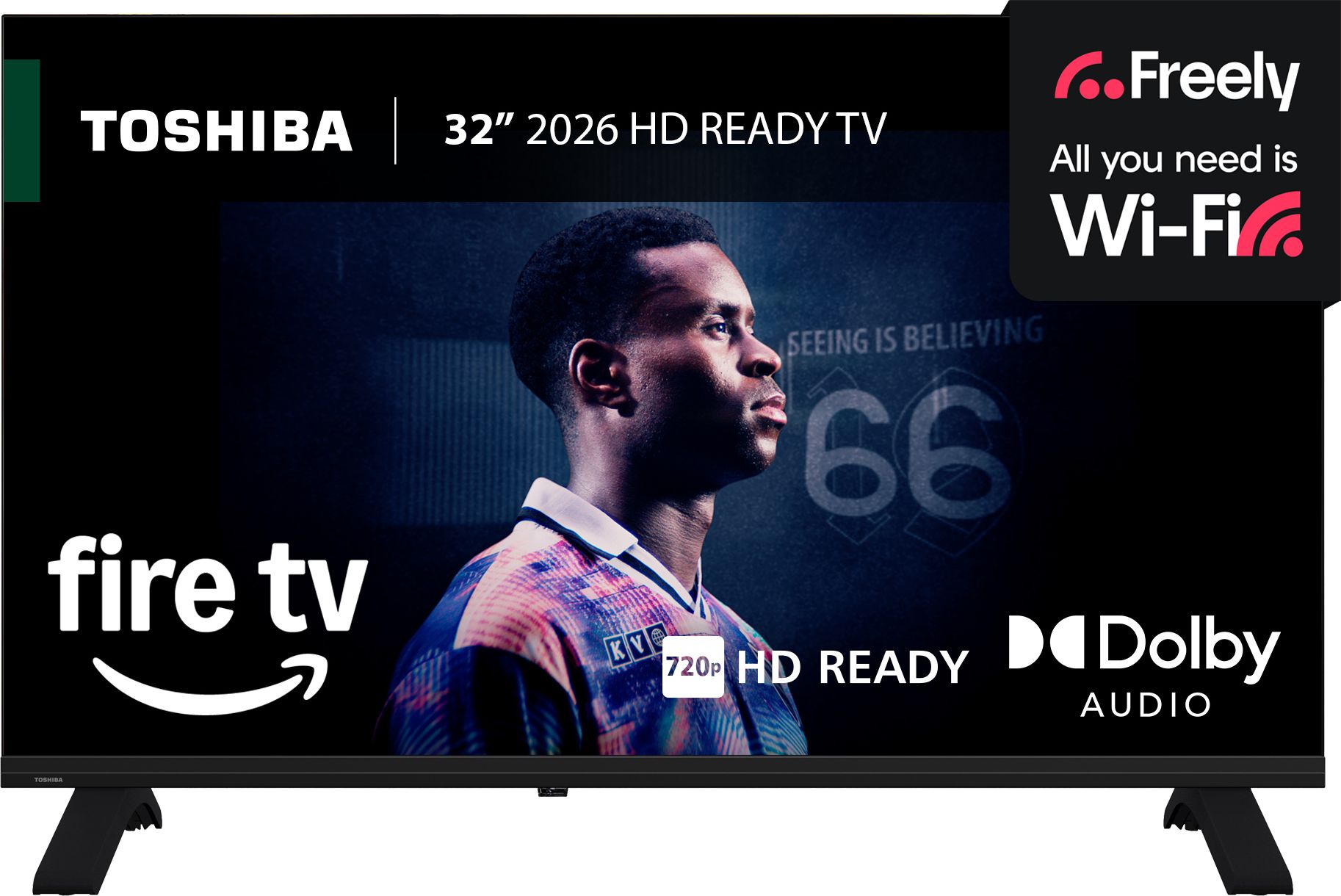 Toshiba 32" HD Smart Fire Freely TV [2026] 32WF2653DB Black