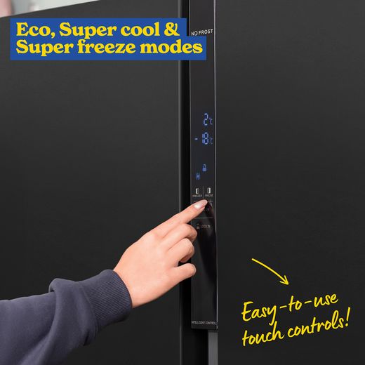 Russell Hobbs American Fridge Freezer - Black Steel - Annotation - Touch controls