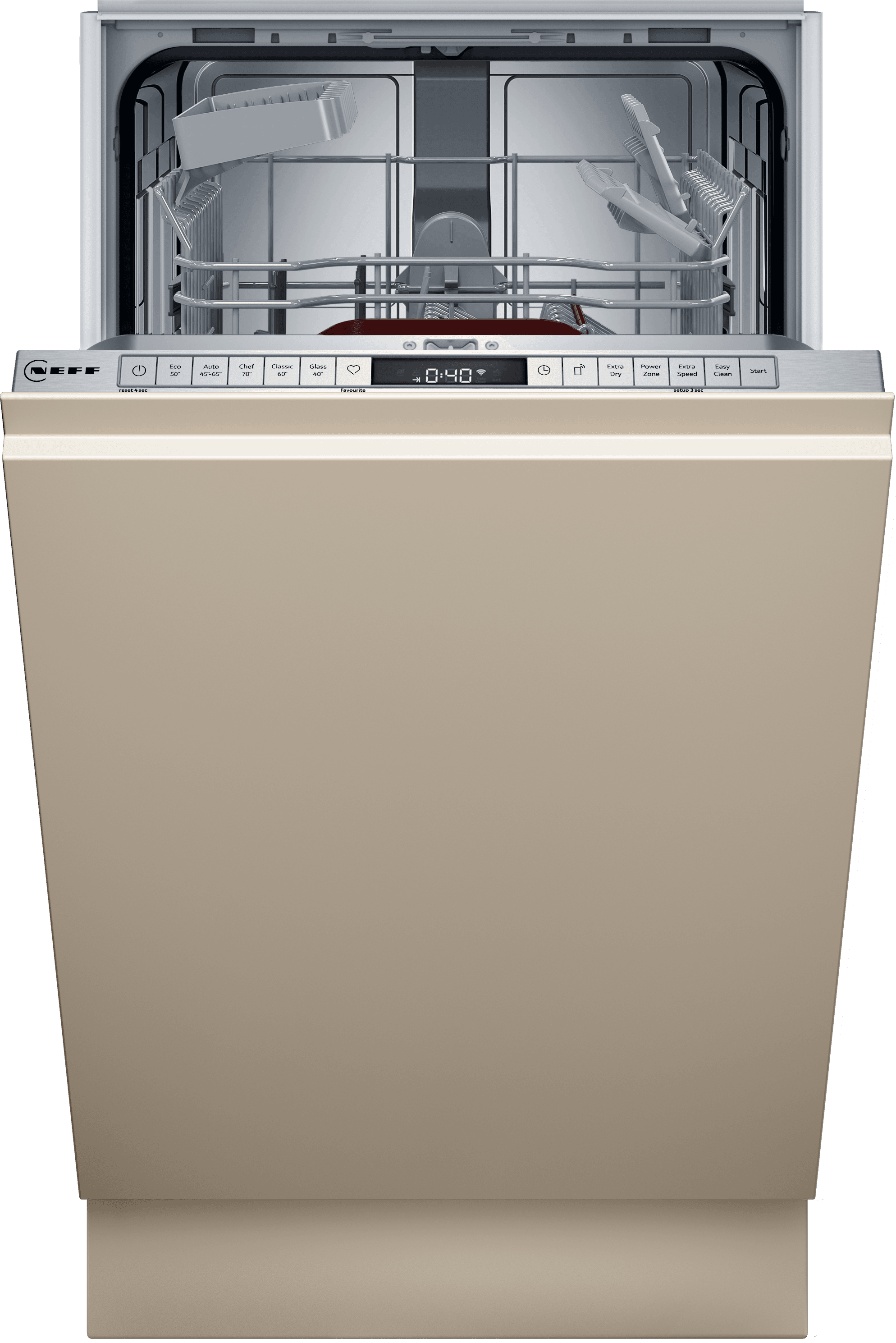 Image of NEFF N50 S875HKX21G Wifi Connected Fully Integrated Slimline Dishwasher - Stainless Steel Control Panel with Sliding Door Hinge Kit - E Rated, Stainless Steel