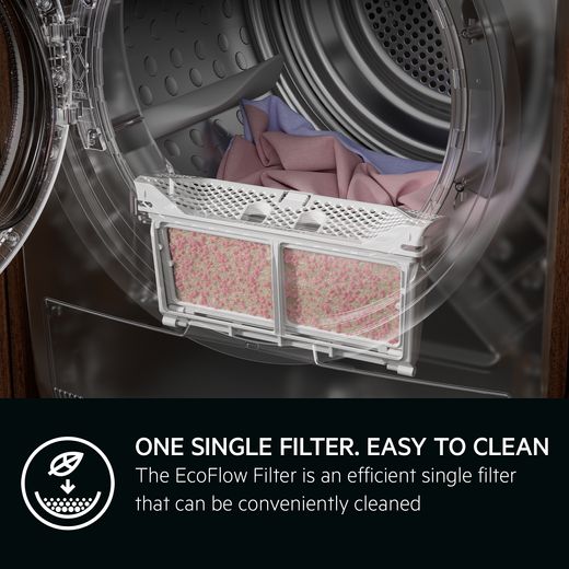 AEG 7000 Series TR719A4B Heat Pump Tumble Dryer - White - Annotation - EcoFlow filter