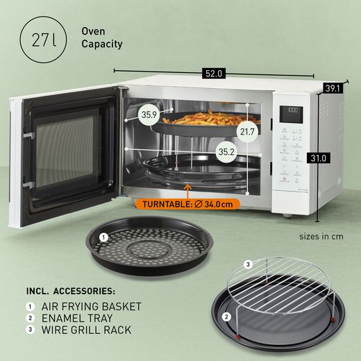 Panasonic 4-in-1 Air Fry NN-CT55RWBPQ 27 Litre 31cm High, Freestanding Small - White - Annotation - Capacity shot