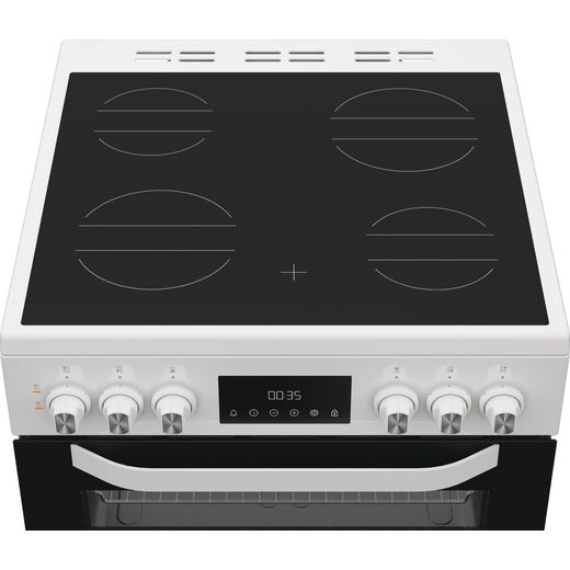 Hotpoint HTE6VDCW Electric Cooker White - Top hob view shot