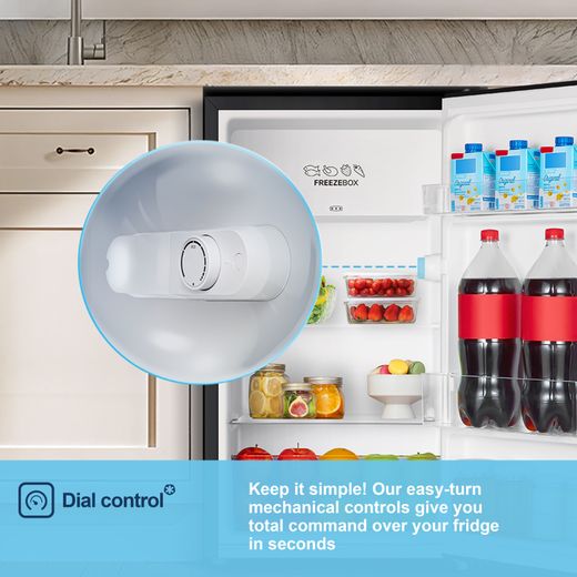 Fridgemaster MUR4894EB Compact 84cm Fridge with Ice Box - Black - Annotation - Dial control