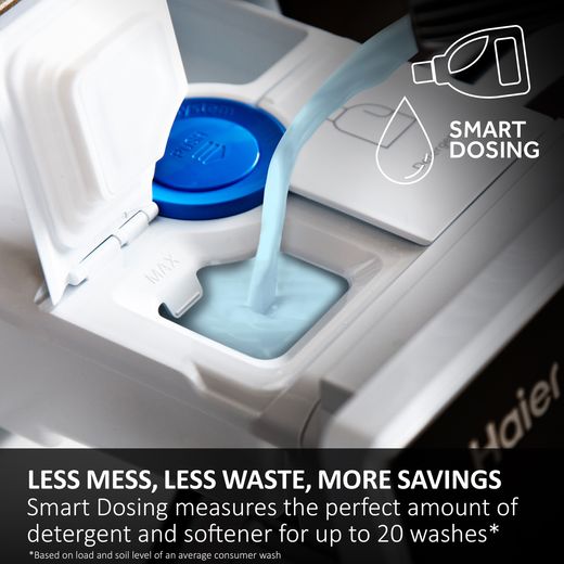 Haier Series 6 BHA6SD696M6DB980 Wifi Connected Integrated 9Kg / 6Kg Washer Dryer with 1600 rpm - White - Annotation - Smart dosing shot