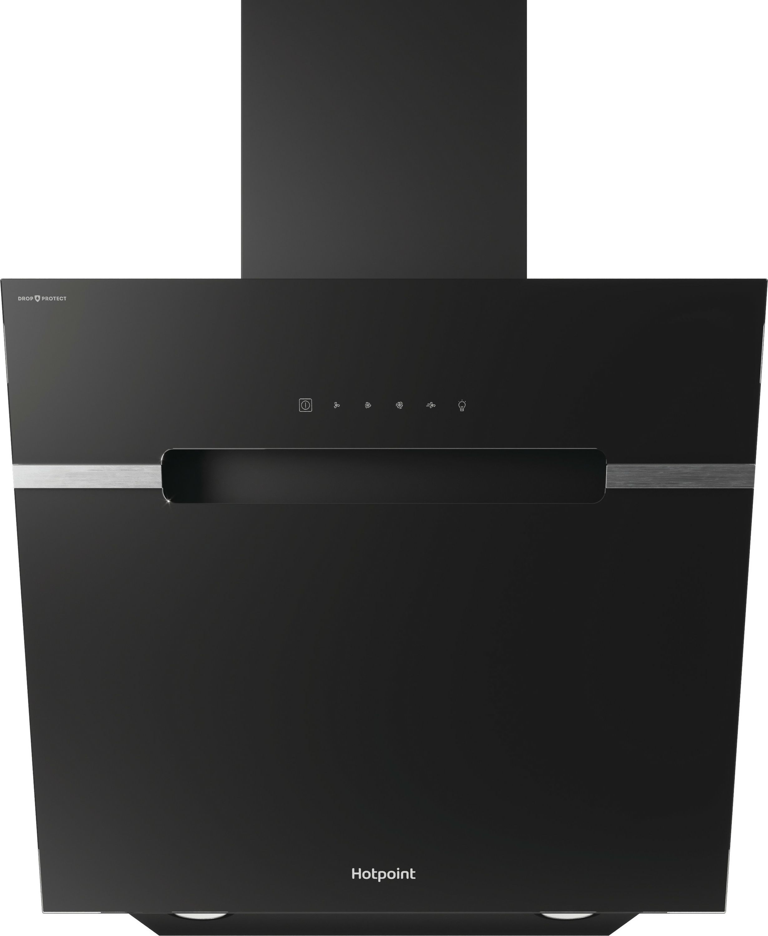 Image of Hotpoint PHVS61FLTDPK 60cm Angled Chimney Cooker Hood - Black, Black