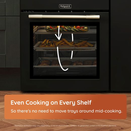 Hotpoint RH100CA21B 100cm wide Electric Range Cooker with Ceramic Hob - Black - annotation - even cooking
