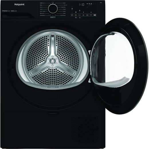 Hotpoint FabicCare C HSD 82M BB UK 8Kg Heat Pump Tumble Dryer - Black - Door open